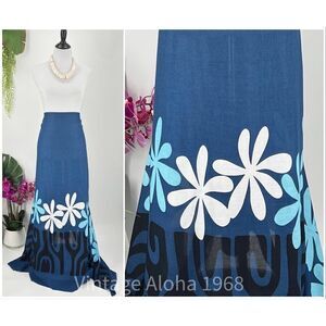 Blue/Black/White Tiare' SARONG Kīkepa Pareo Beach Wrap Skirt Summer Scarf